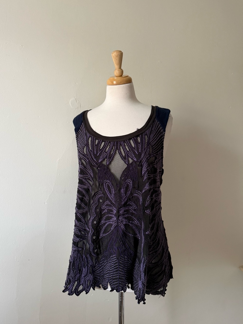 Free People Purple Embroidered Mesh Tank Top | Boho Fairy Grunge Layering Top